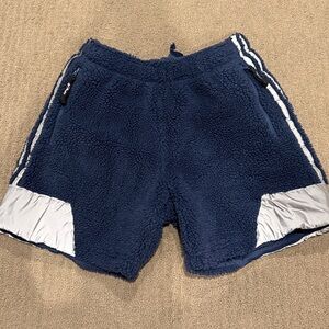 NWOT Adidas Originals X Blondey McCoy Blue Sherpa Fleece Shorts - Size Medium